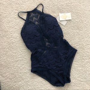 BECCA navy blue bodysuit bathing suit